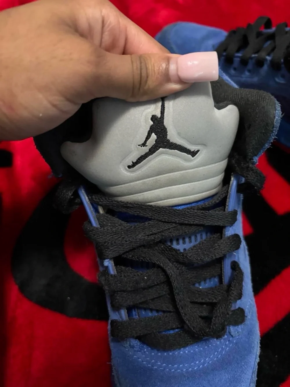 Jordan Kids Blue Suede Jumpman Sneakers with Black Accents